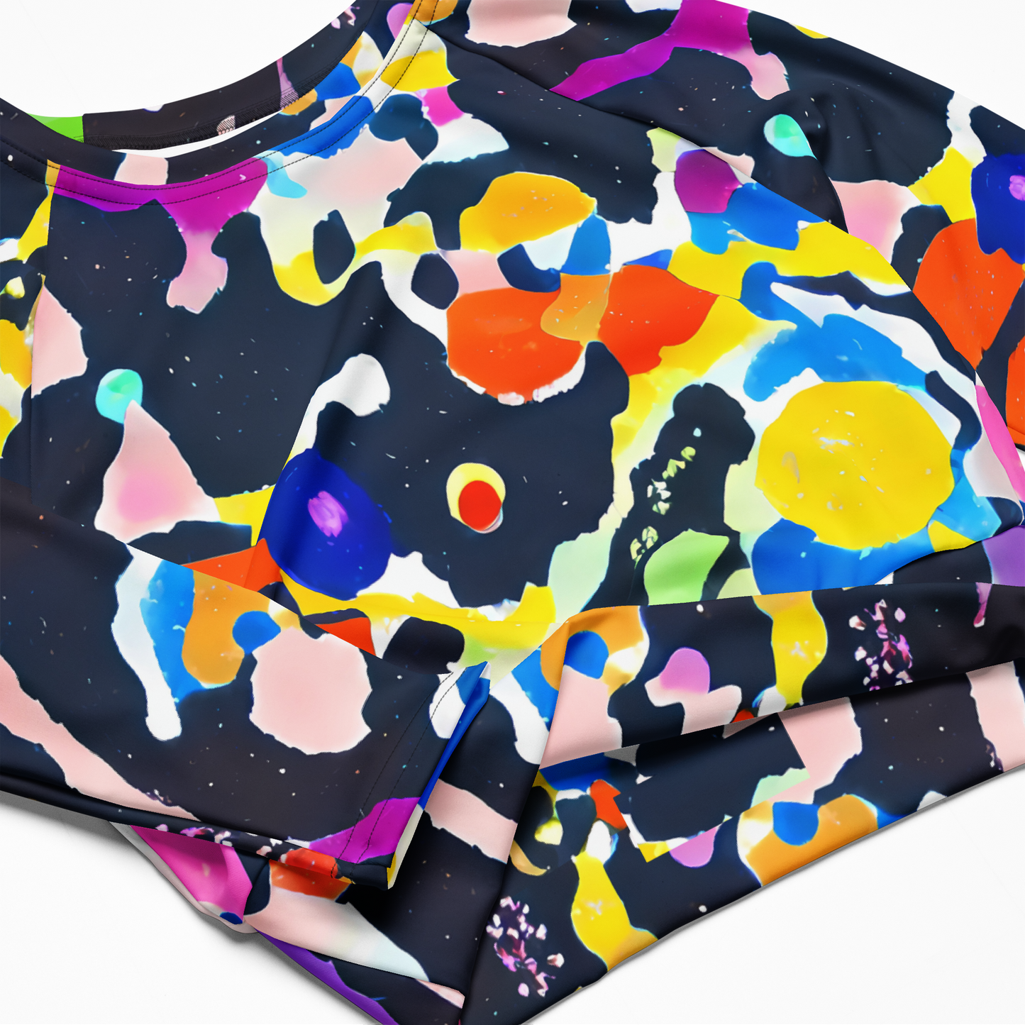 Long Sleeve Crop Top - Kaleido Burst