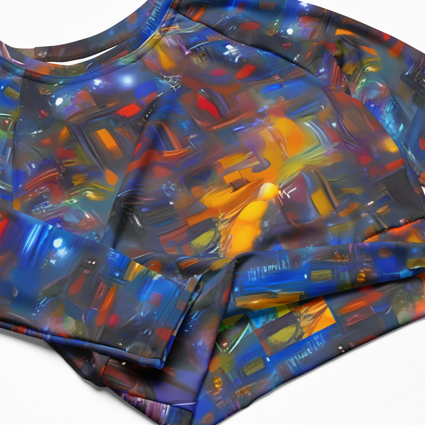 Long Sleeve Crop Top - Abstract Conflux