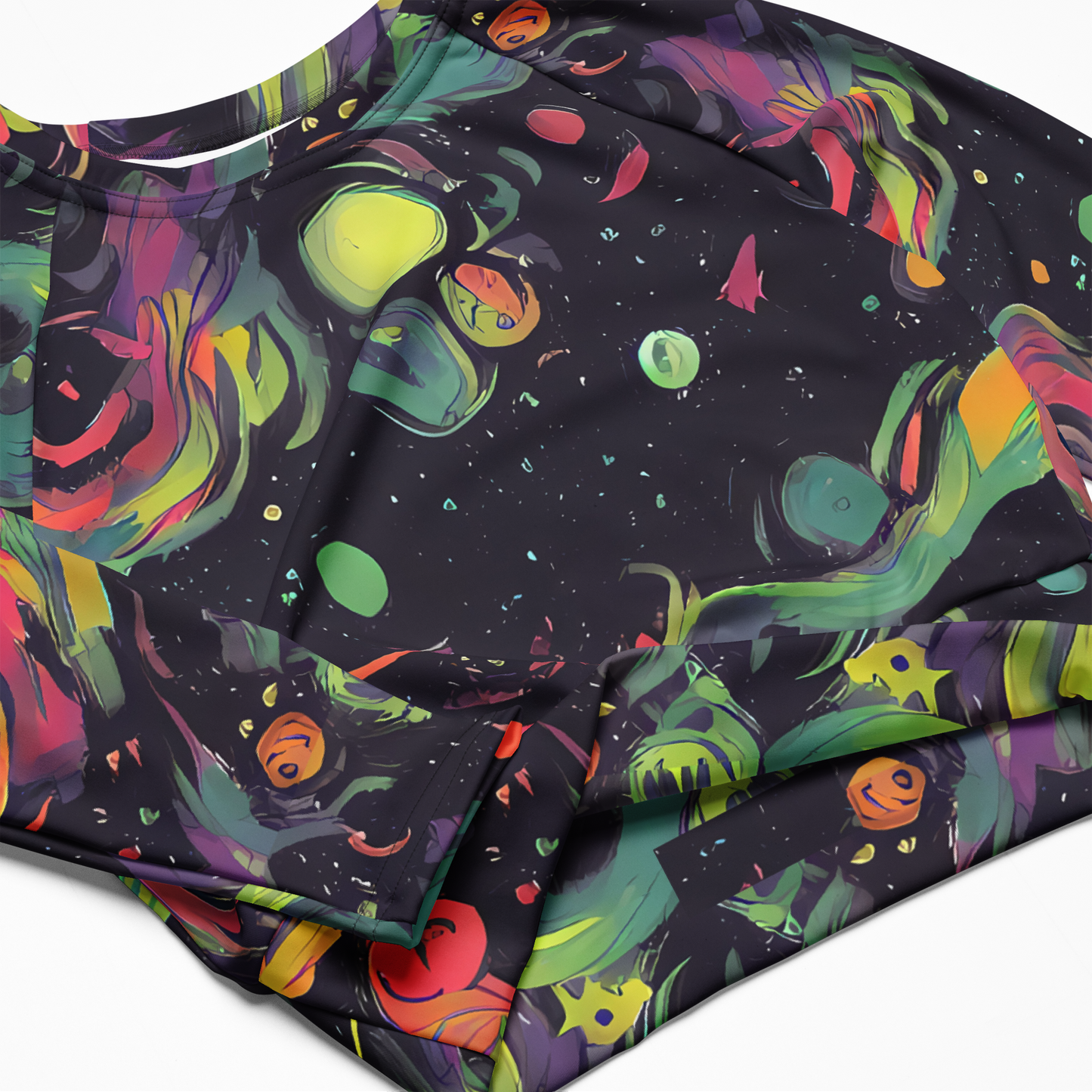 Long Sleeve Crop Top - Psychedelic Drift