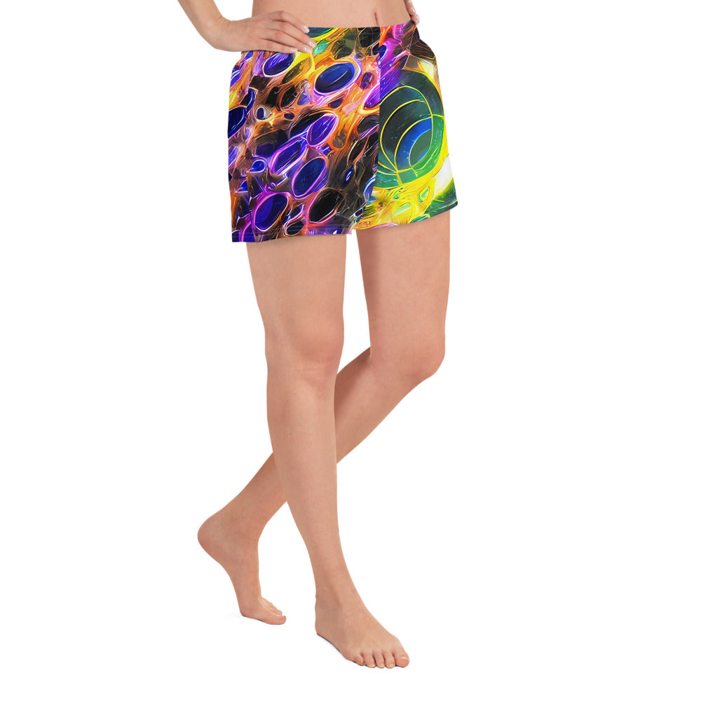 Women’s Athletic Shorts - Neon Orbits