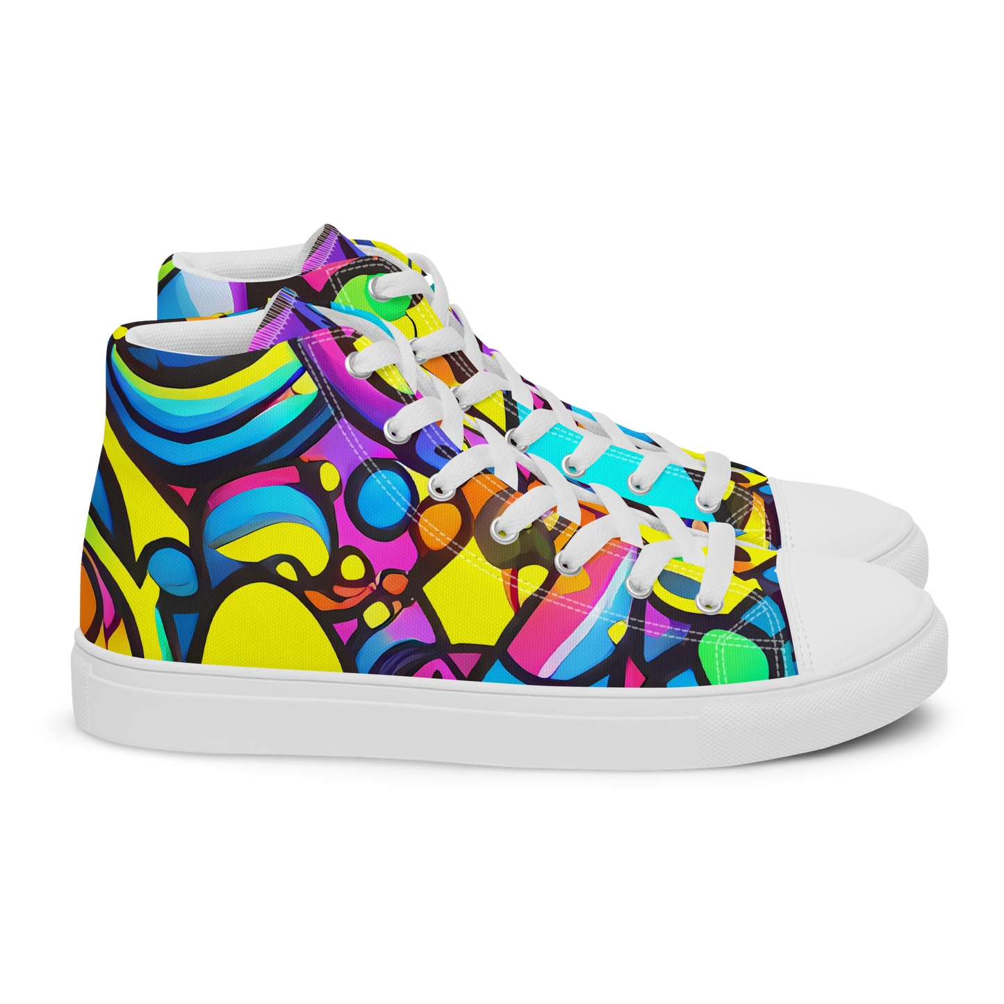 Men's High Top Canvas Shoes - Kaleidoscopic Flow