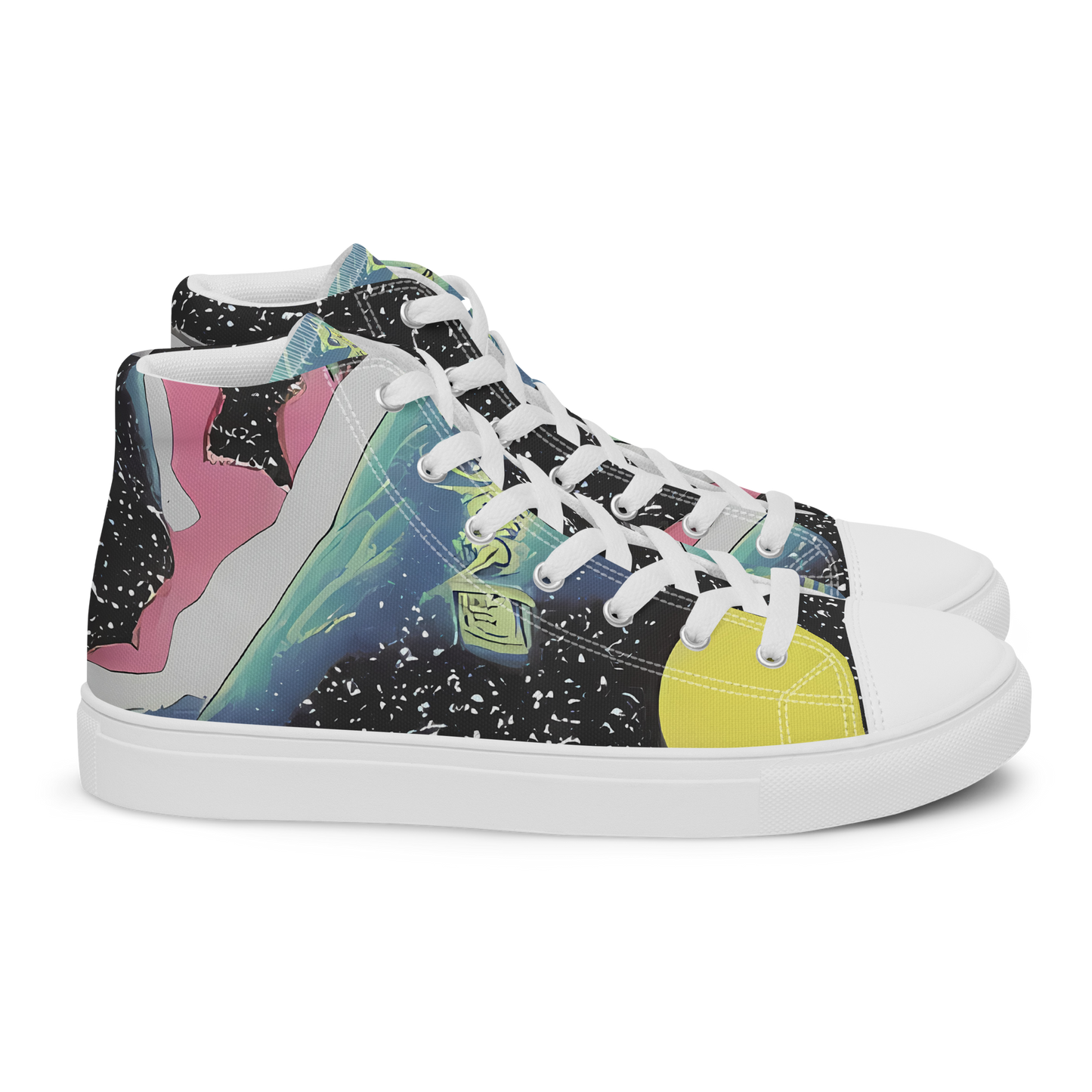 Men's High Top Canvas Shoes - Lunar Waves
