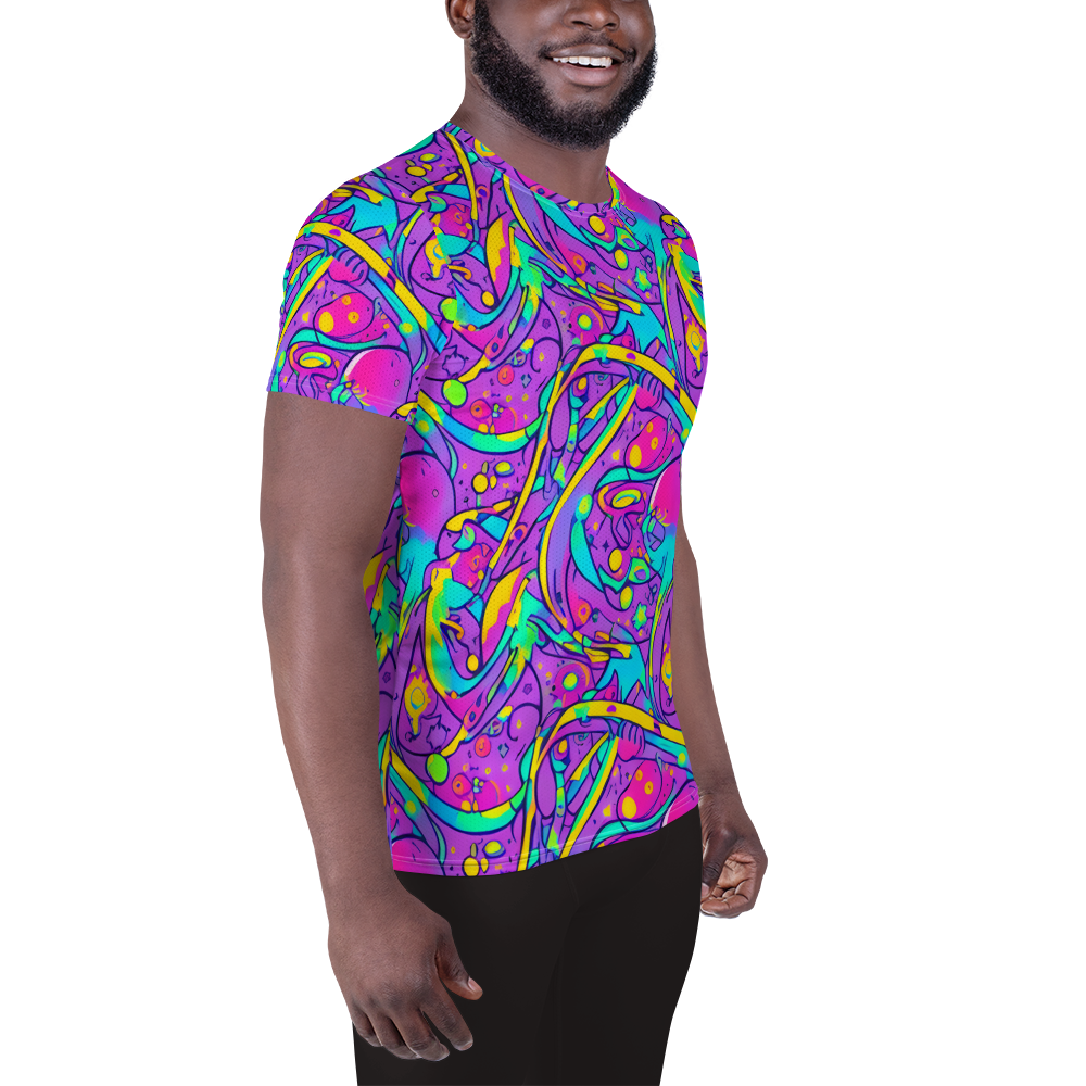 Men's Athletic T-Shirt - Neon Galaxy Whirl