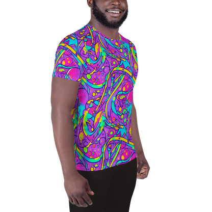 Men's Athletic T-Shirt - Neon Galaxy Whirl