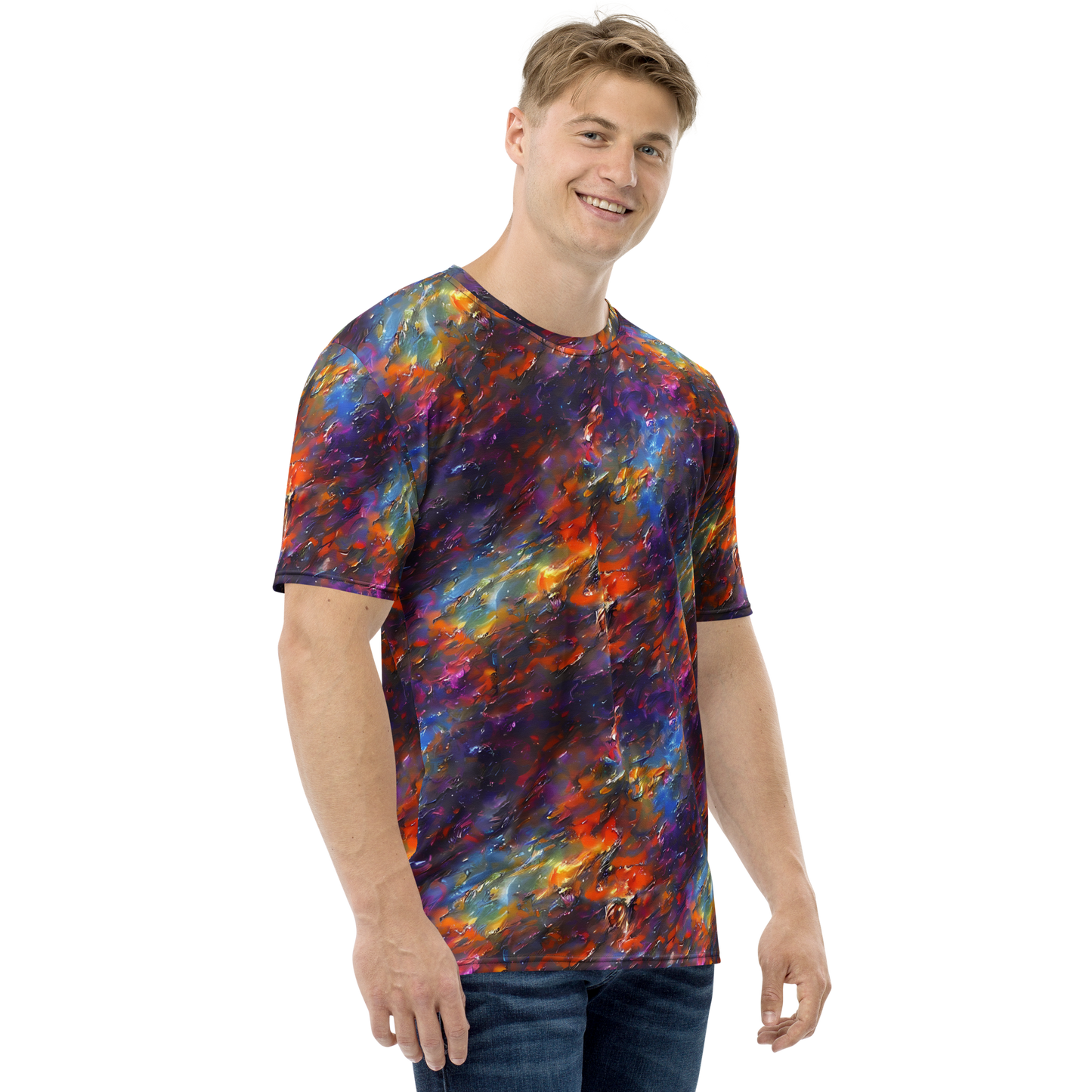 Men's Crew Neck T-Shirt - Auroral Ripples