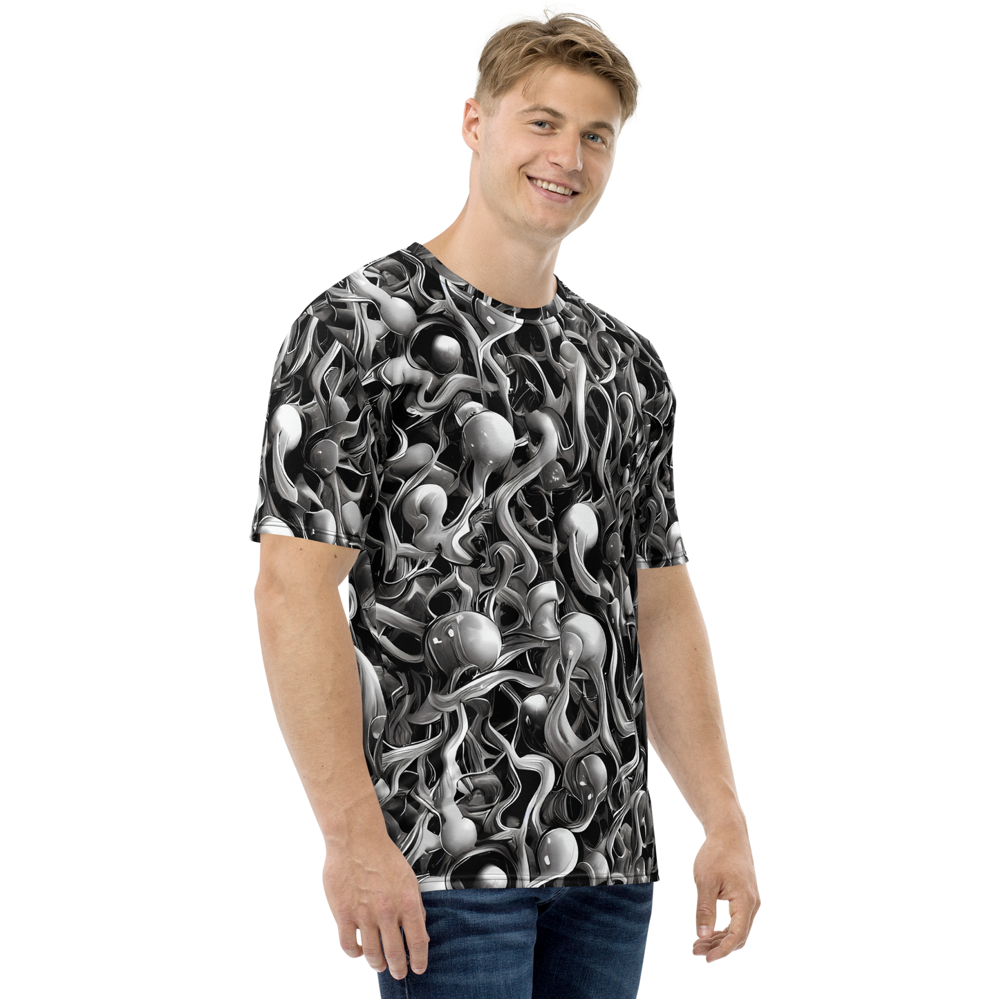 Men's Crew Neck T-Shirt - Fluid Monochrome