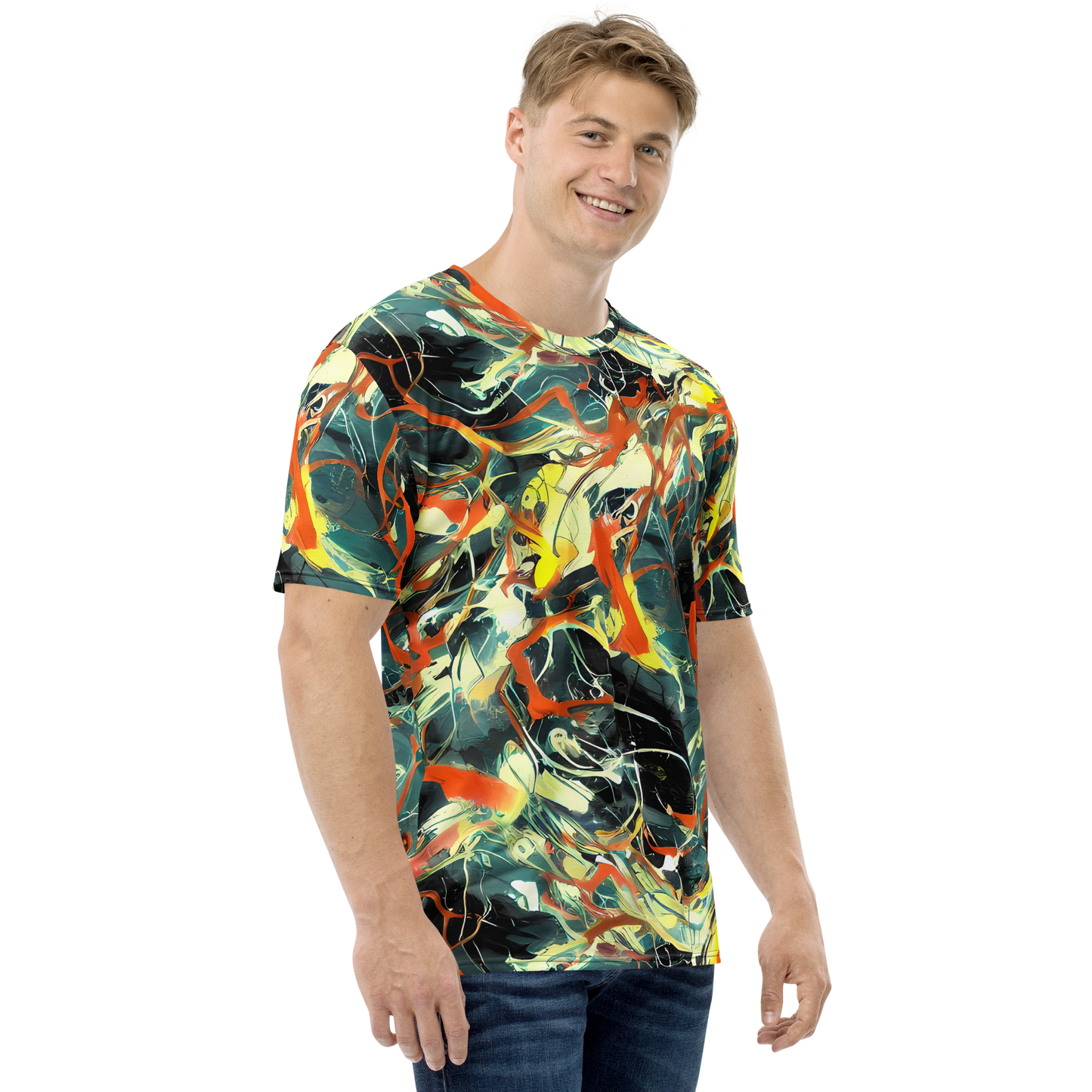 Men's Crew Neck T-Shirt - Fluid Firestorm