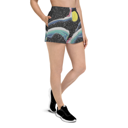 Women’s Athletic Shorts - Lunar Waves