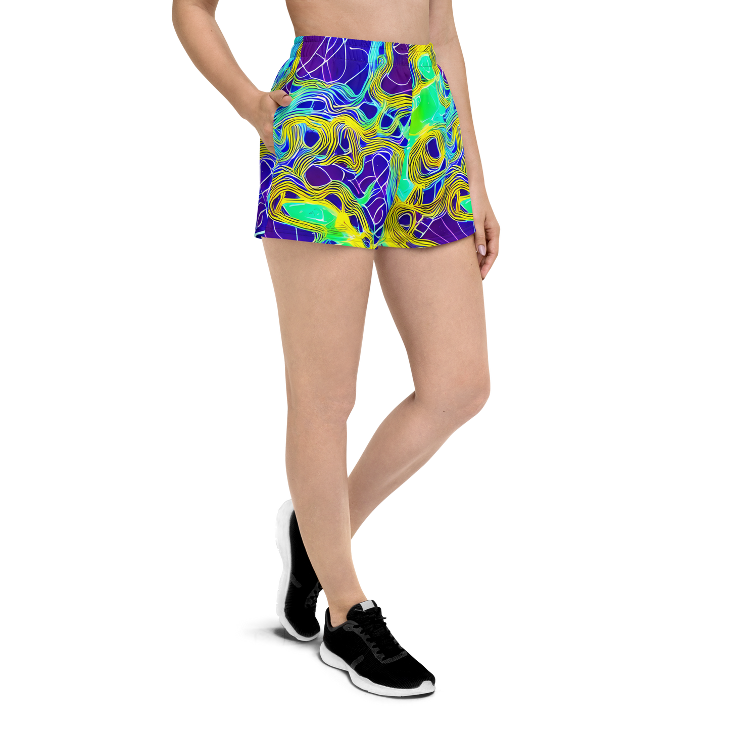 Women’s Athletic Shorts - Neon Jungle Rhapsody