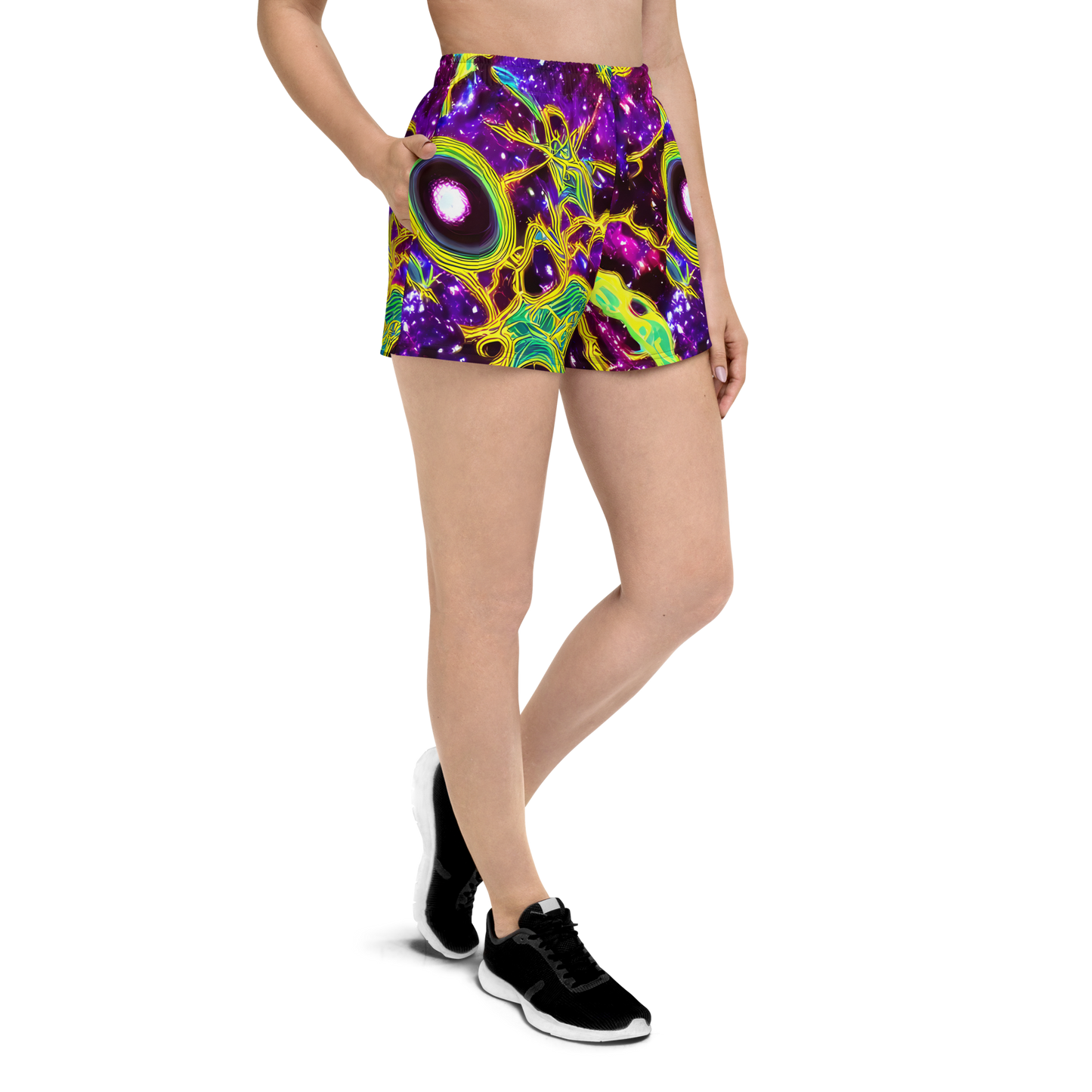 Women’s Athletic Shorts - Galactic Web