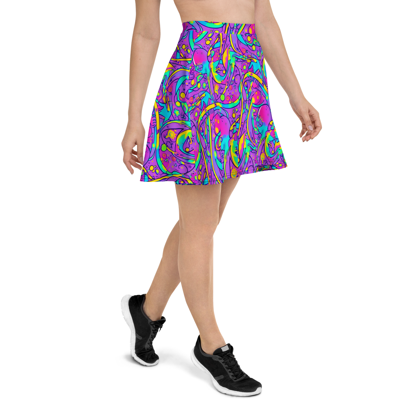 Skater Skirt - Neon Galaxy Whirl