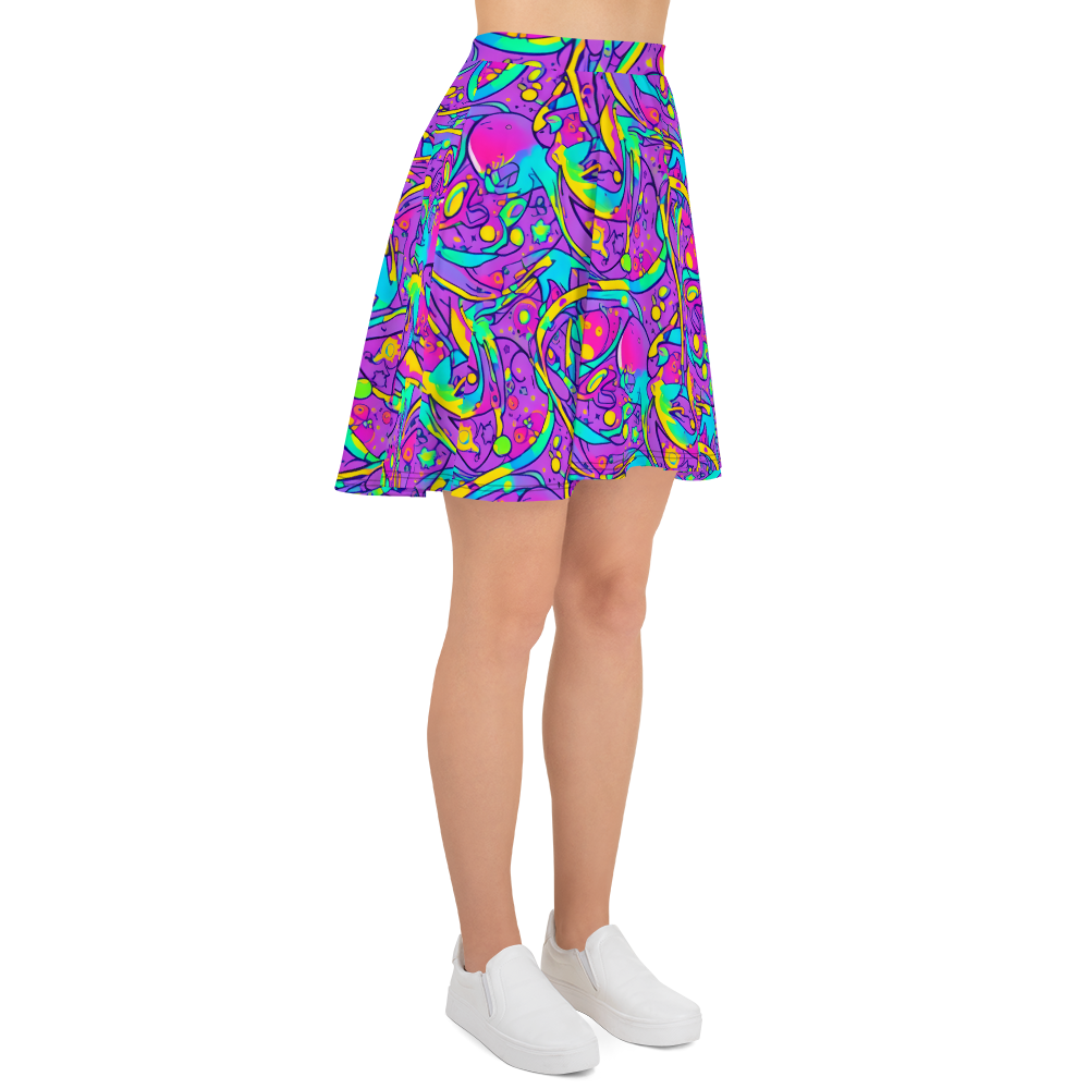 Skater Skirt - Neon Galaxy Whirl