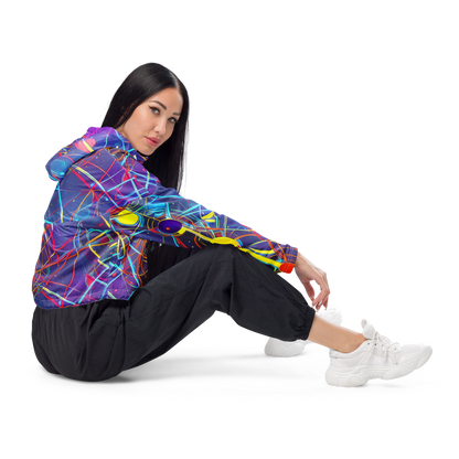 Women's Cropped Windbreaker - Quantum Lattice