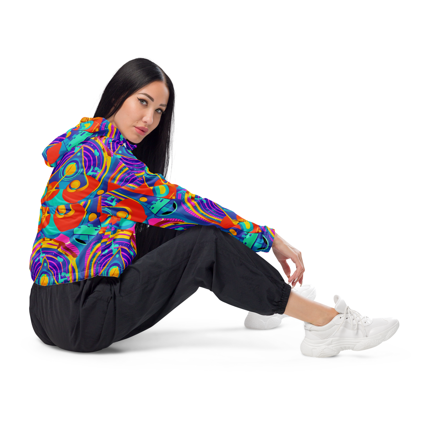 Women's Cropped Windbreaker - Blast of Color