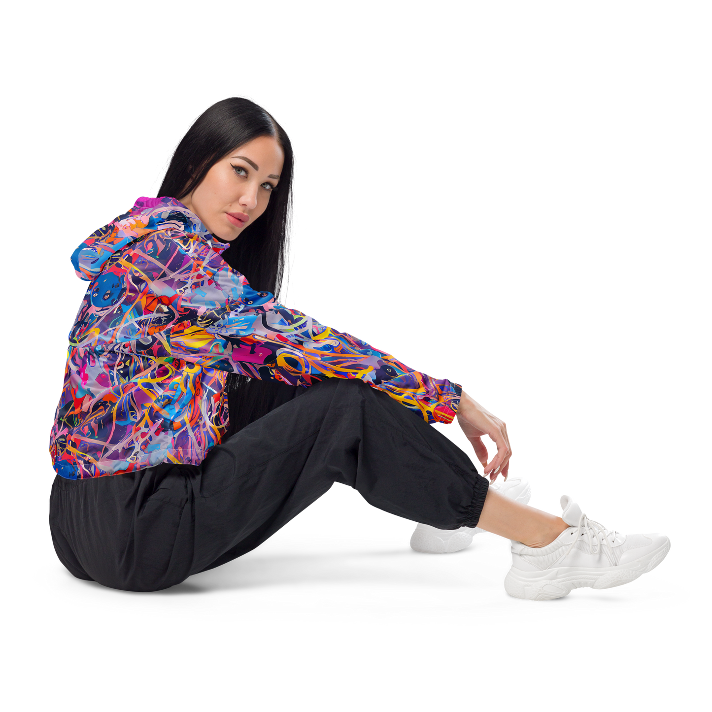 Women's Cropped Windbreaker - Vibrant Fusion