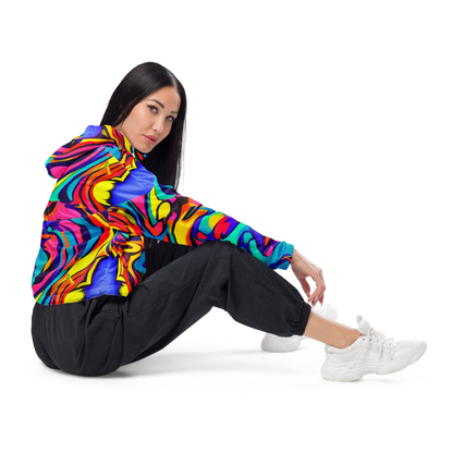 Women's Cropped Windbreaker - Electric Ecstasy