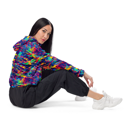 Women's Cropped Windbreaker - Spectrum Streaks