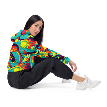 Women's Cropped Windbreaker - Retro Ribbon
