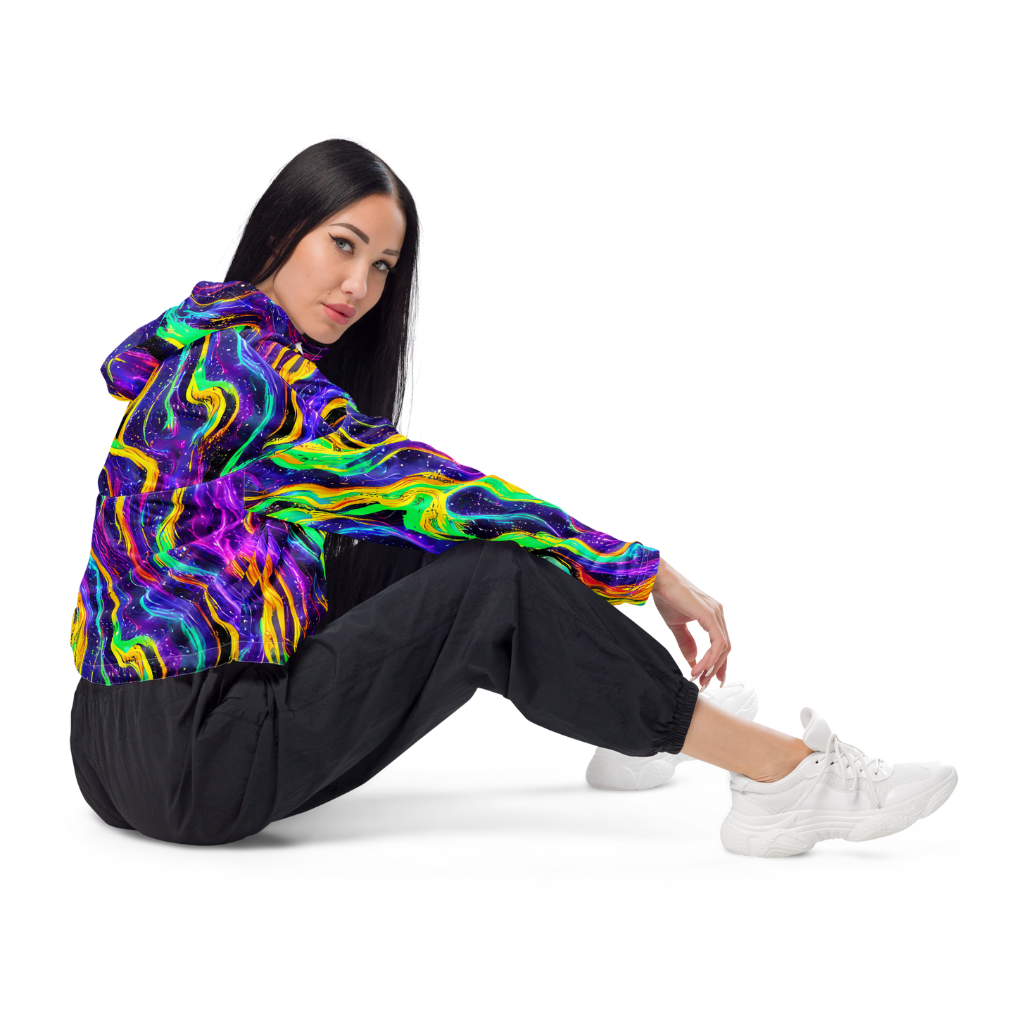 Women's Cropped Windbreaker - Jackson Swirl