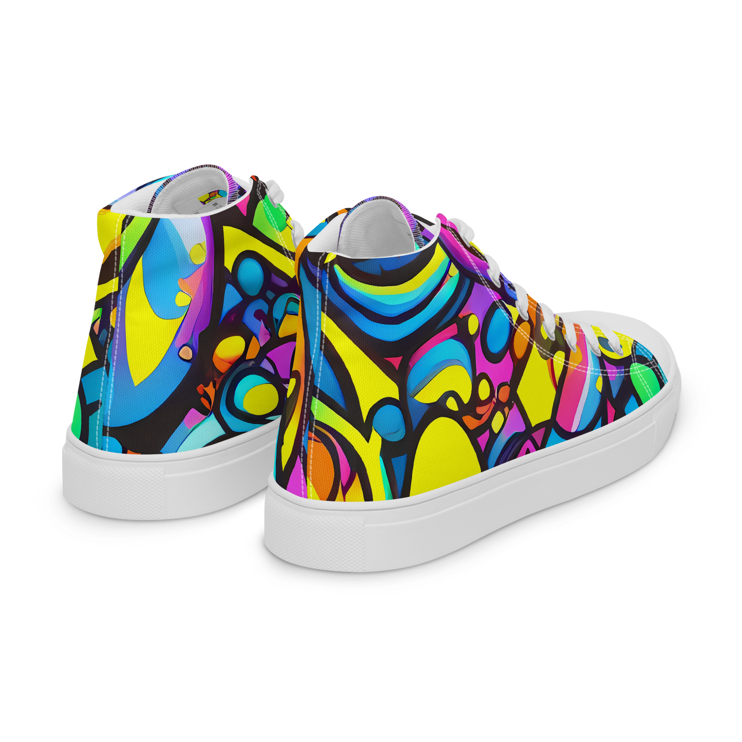 Men's High Top Canvas Shoes - Kaleidoscopic Flow