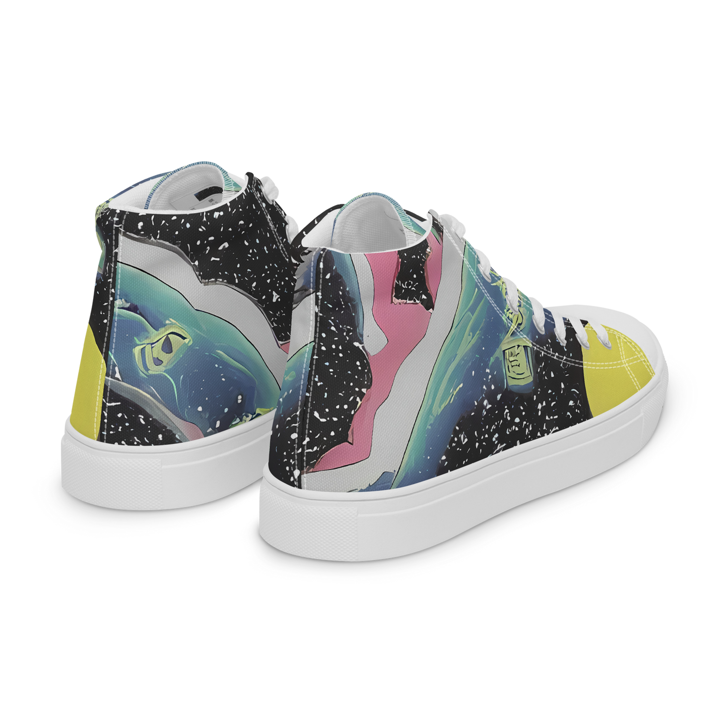 Men's High Top Canvas Shoes - Lunar Waves