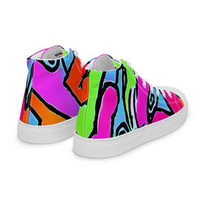 Men's High Top Canvas Shoes - Electric Mosaic