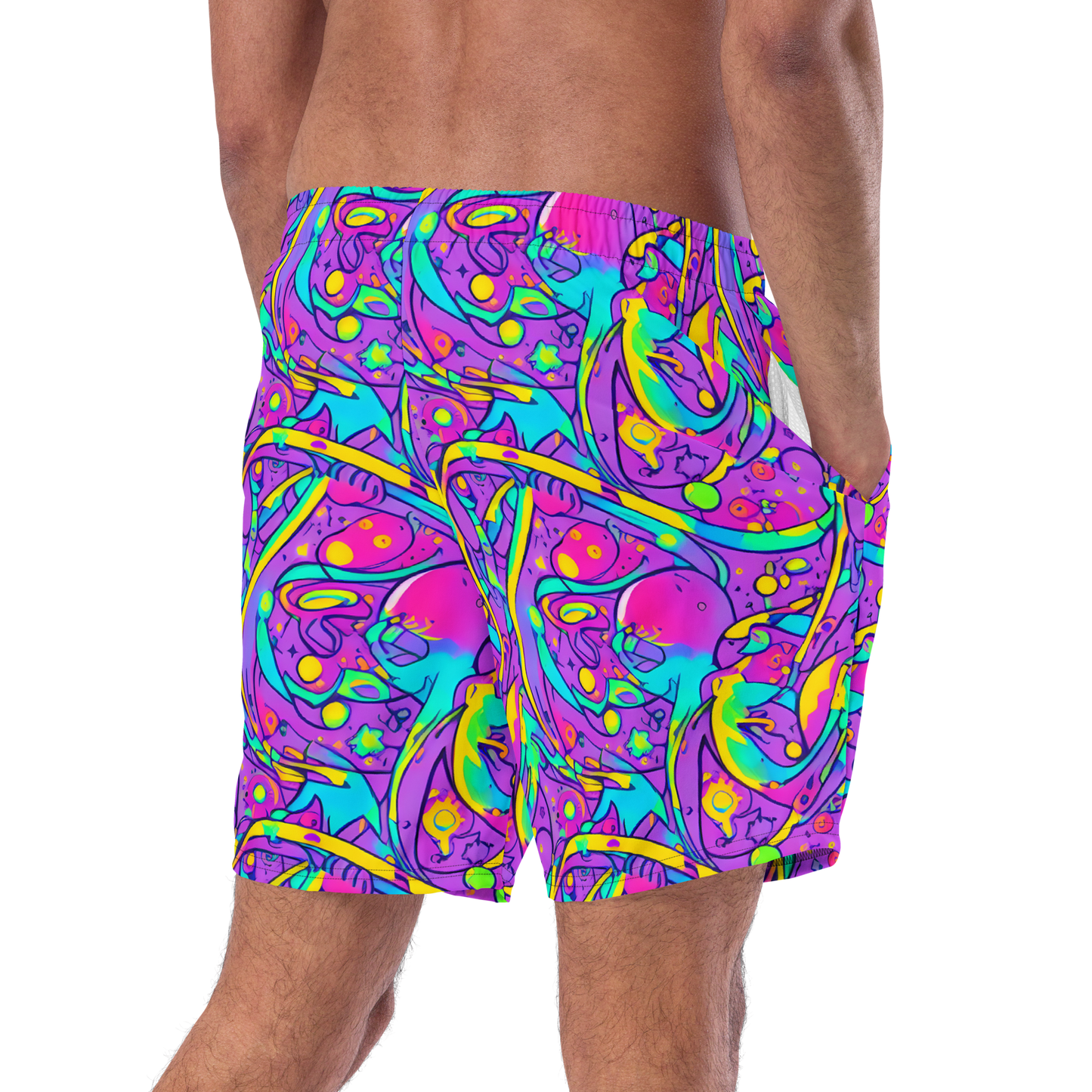 Swim Trunks - Neon Galaxy Whirl