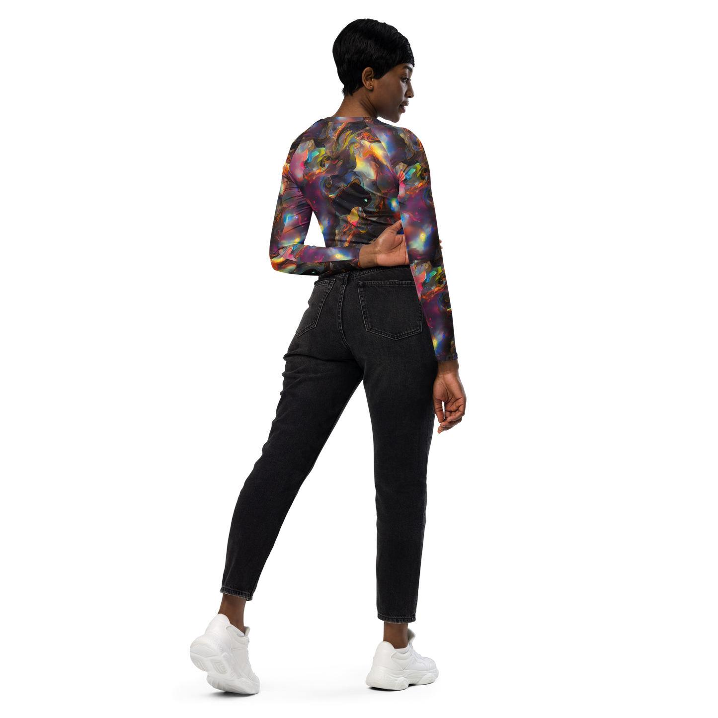 Long Sleeve Crop Top - Cosmic Fusion