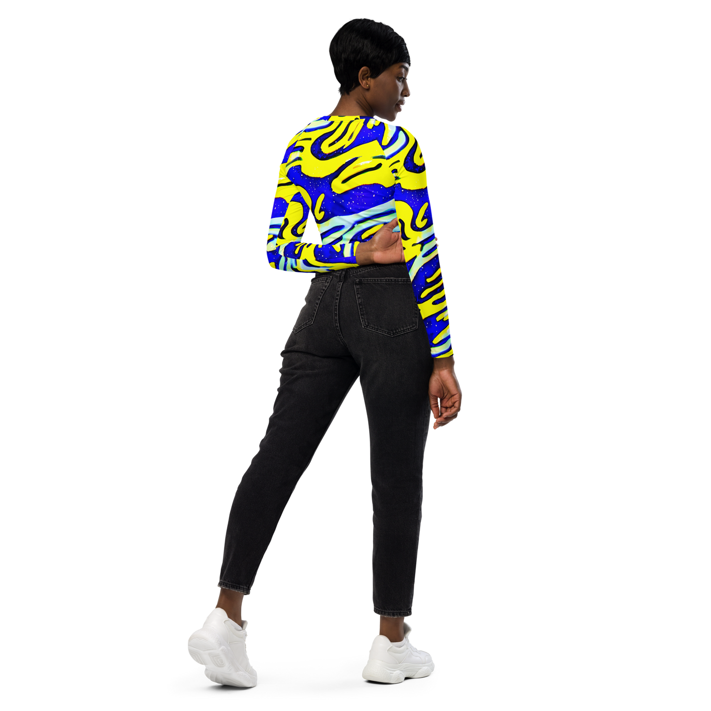 Long Sleeve Crop Top - Electric Horizon