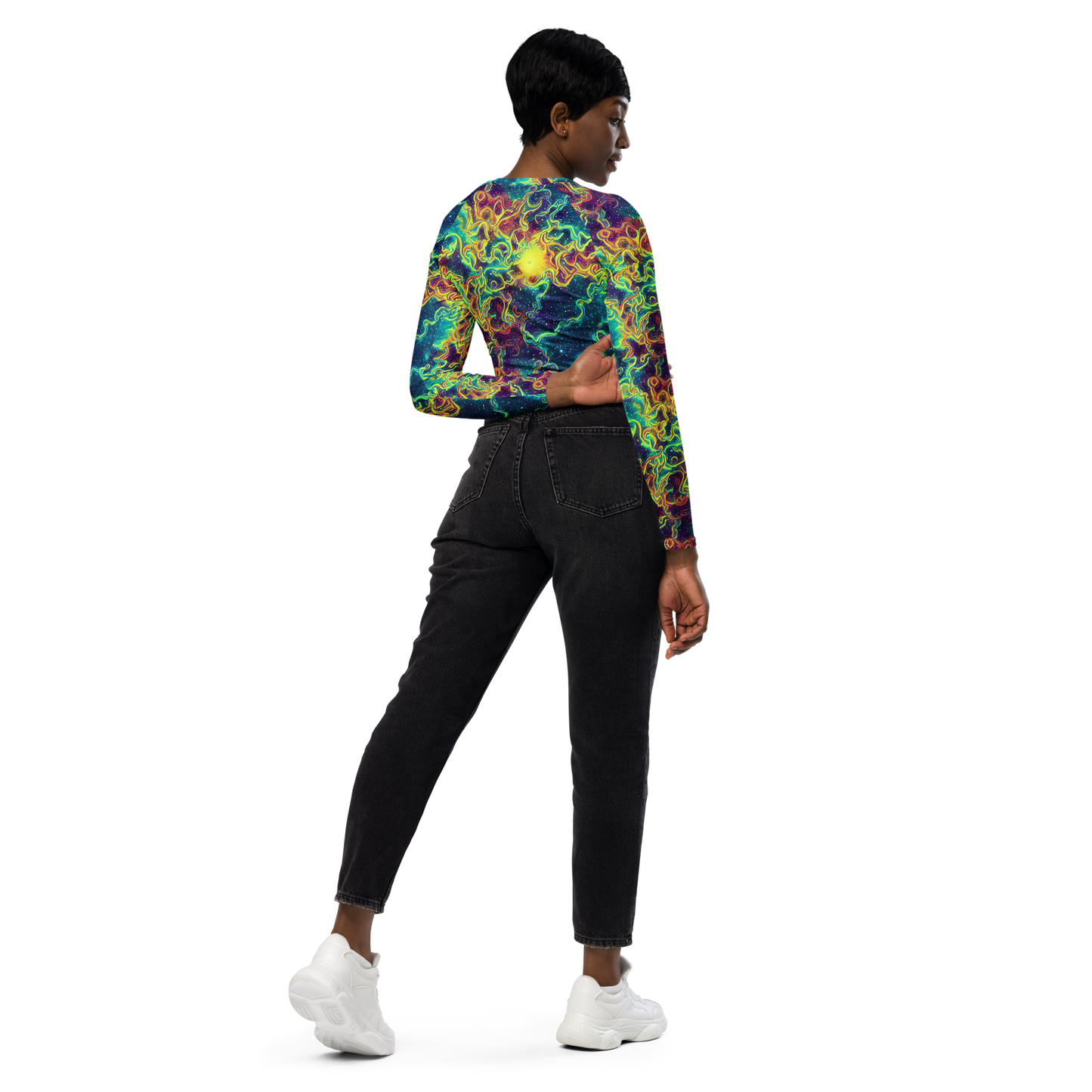 Long Sleeve Crop Top - Echoed Pulses