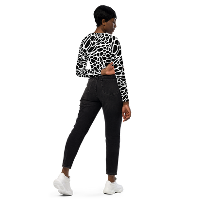 Long Sleeve Crop Top - Monochrome Mystique