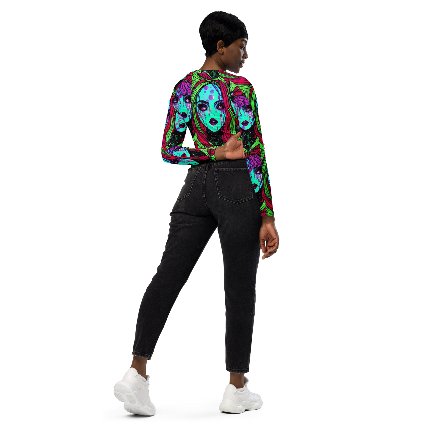 Long Sleeve Crop Top - Luminous Nightfall