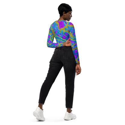 Long Sleeve Crop Top - Mystic Waves