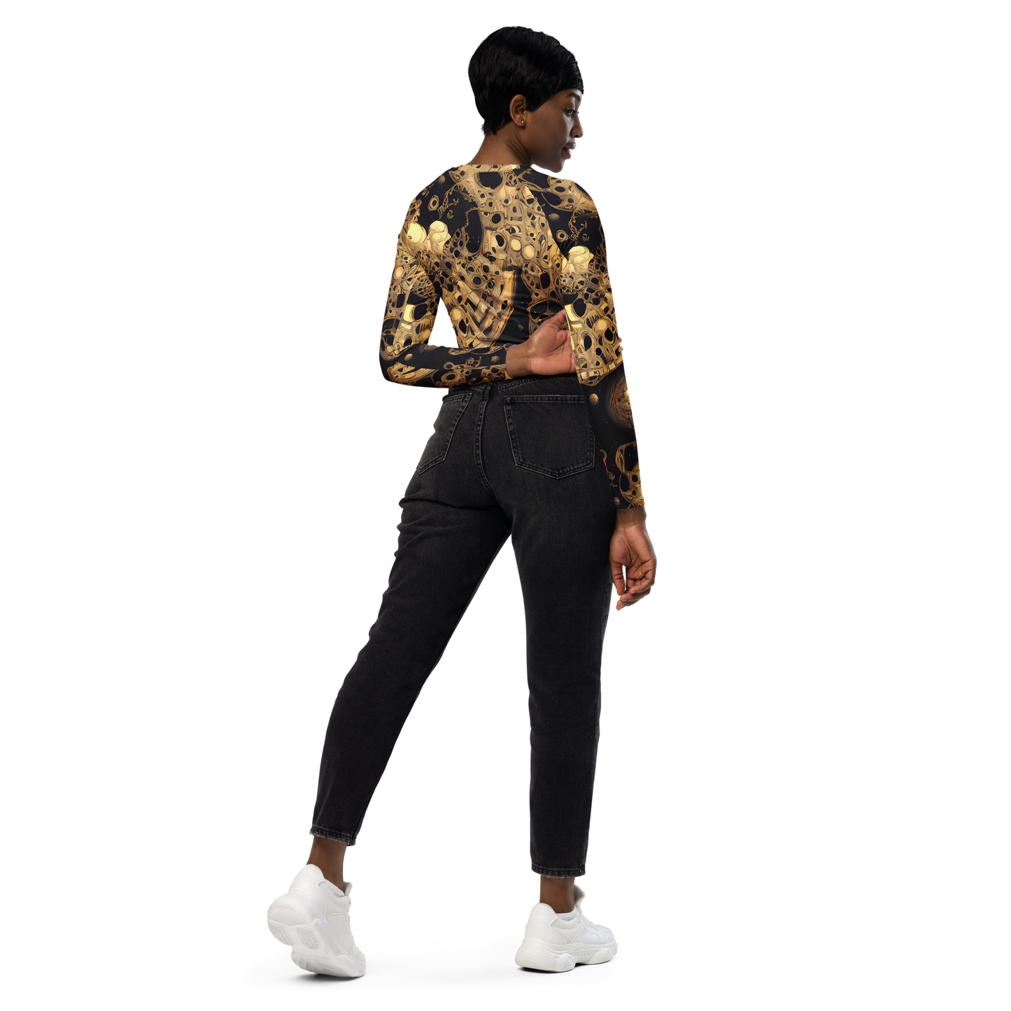 Long Sleeve Crop Top - Baroque Orbit