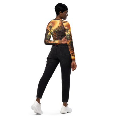 Long Sleeve Crop Top - Volcanic Cascade