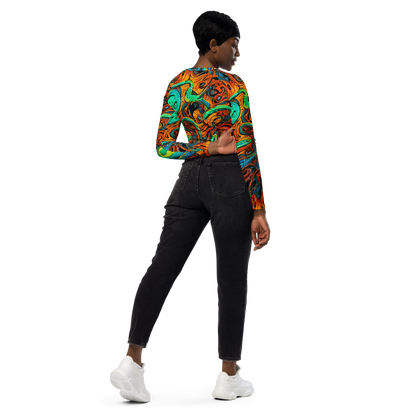 Long Sleeve Crop Top - Flaming Mirage