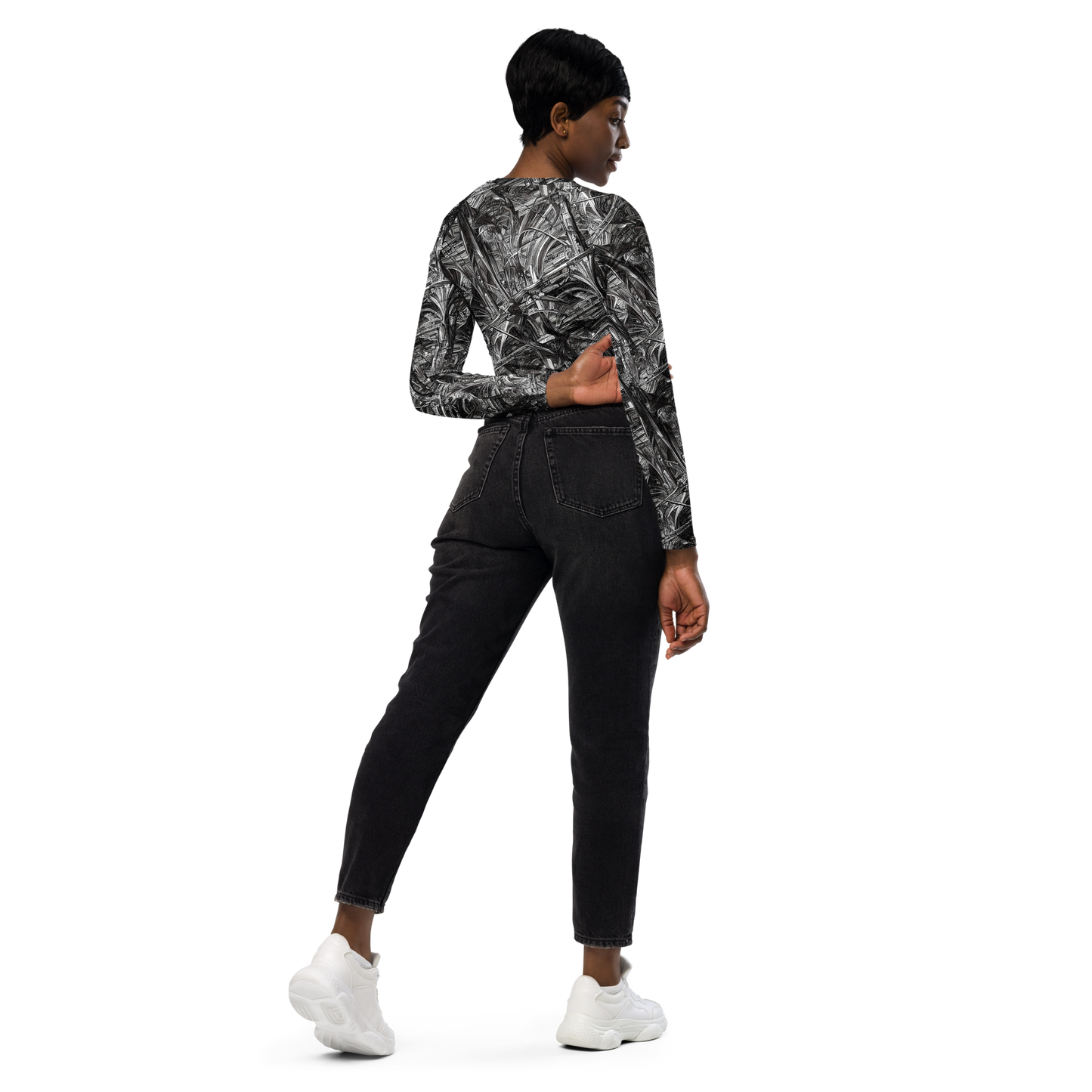 Long Sleeve Crop Top - Gothic Whirlwind