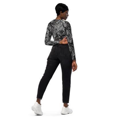 Long Sleeve Crop Top - Gothic Whirlwind