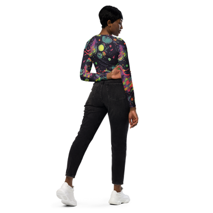 Long Sleeve Crop Top - Psychedelic Drift