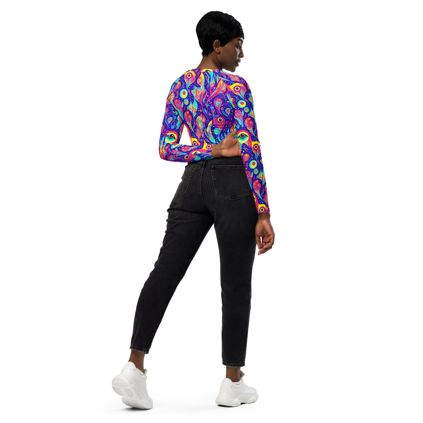 Long Sleeve Crop Top - Mystic Petal Dance