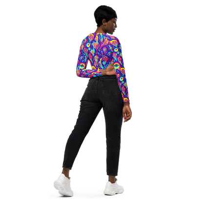 Long Sleeve Crop Top - Mystic Petal Dance
