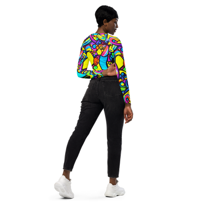 Long Sleeve Crop Top - Kaleidoscopic Flow