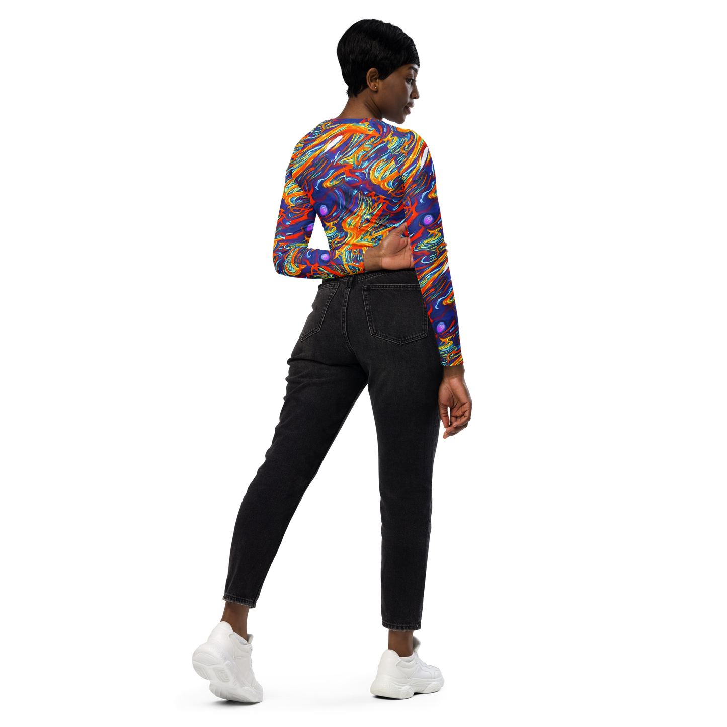 Long Sleeve Crop Top - Galactic Ember