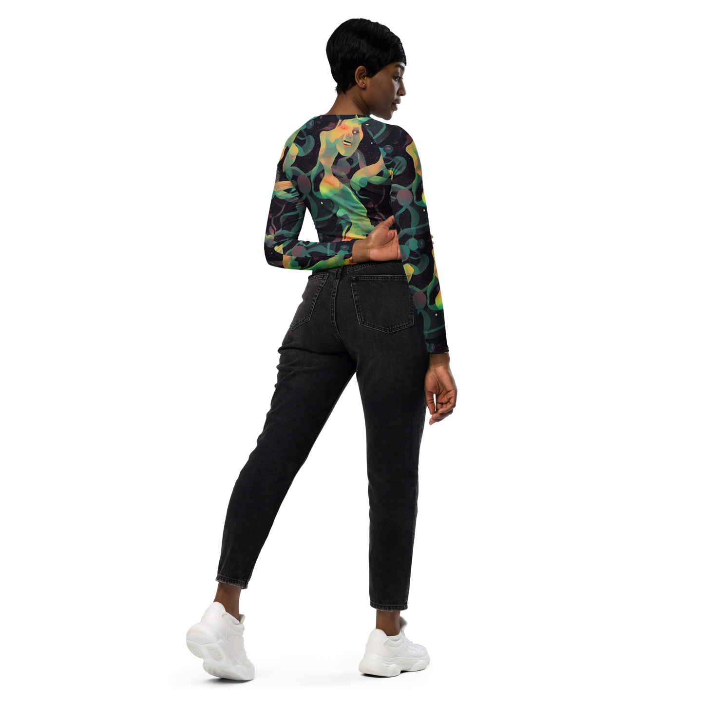 Long Sleeve Crop Top - Astral Rhythms