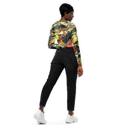 Long Sleeve Crop Top - Fluid Firestorm