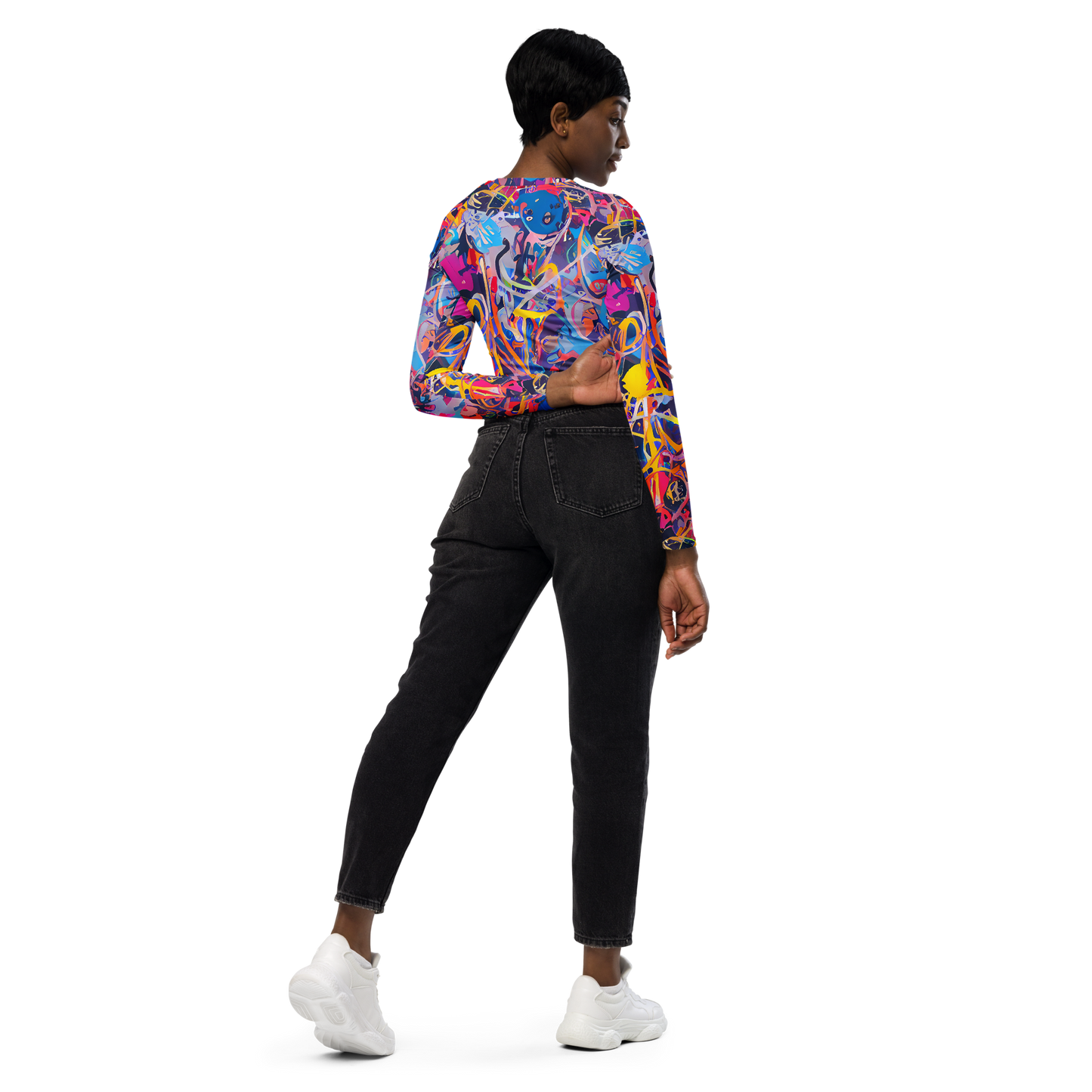 Long Sleeve Crop Top - Vibrant Fusion