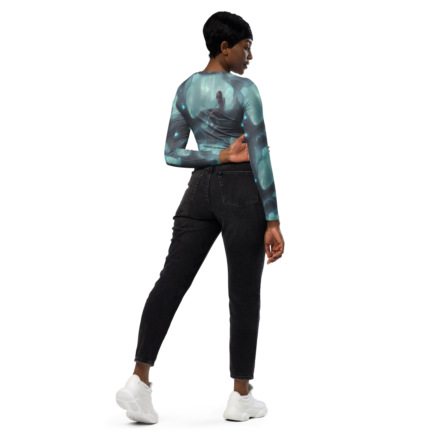 Long Sleeve Crop Top - Liquid Serenity