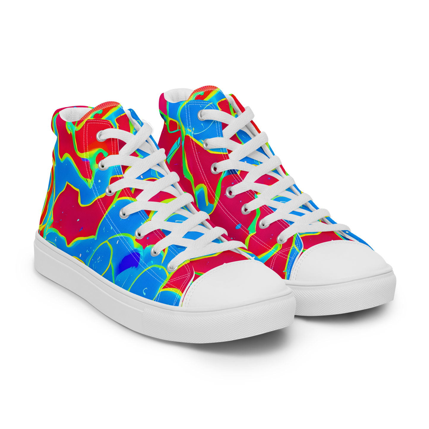 Men's High Top Canvas Shoes - Electric Bloom