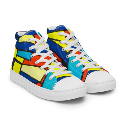 Men's High Top Canvas Shoes - Neon Fractals