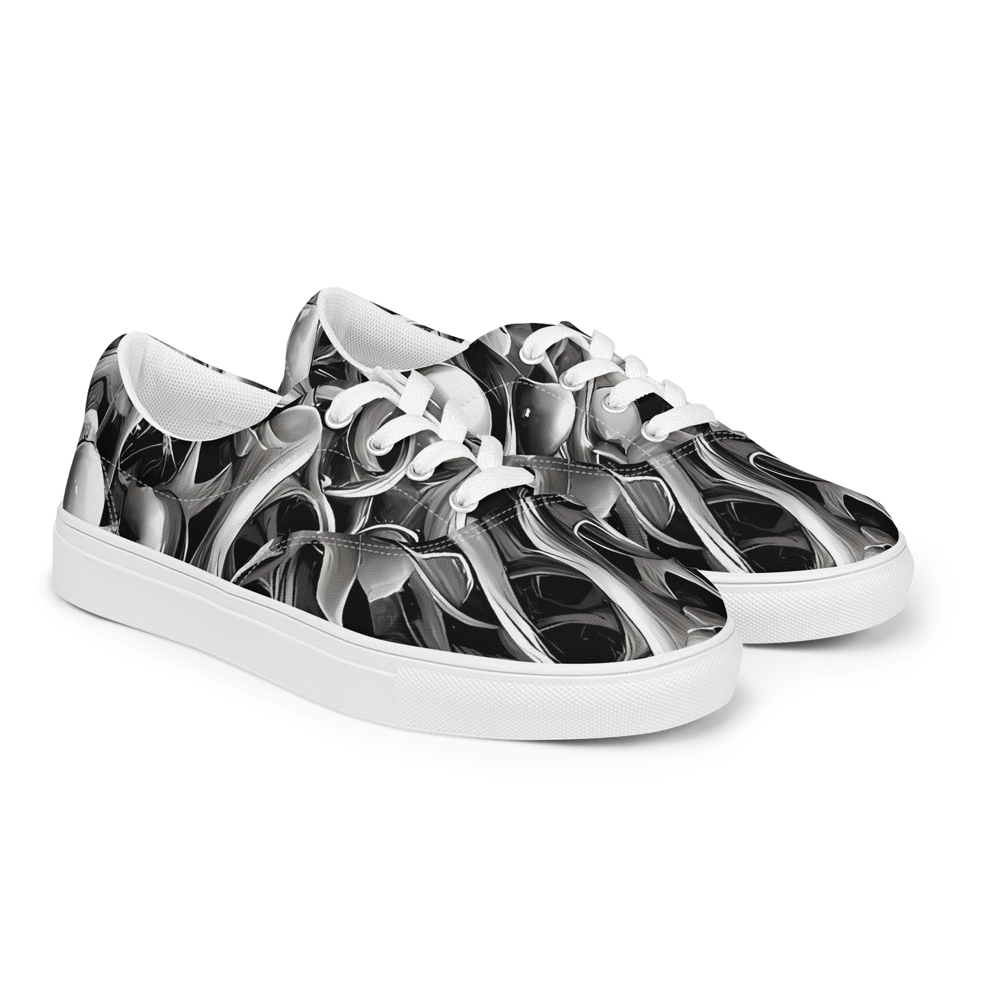 Women's Lace-Up Canvas Shoes - Fluid Monochrome